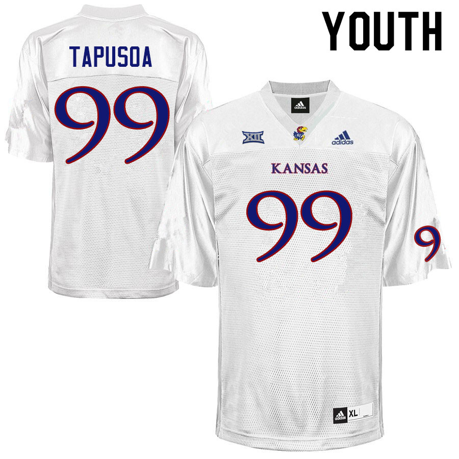 Youth #99 Myles Tapusoa Kansas Jayhawks College Football Jerseys Sale-White